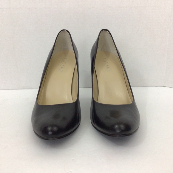 Ralph Lauren Zamora Black Leather Heels, 9B - Picture 2 of 8